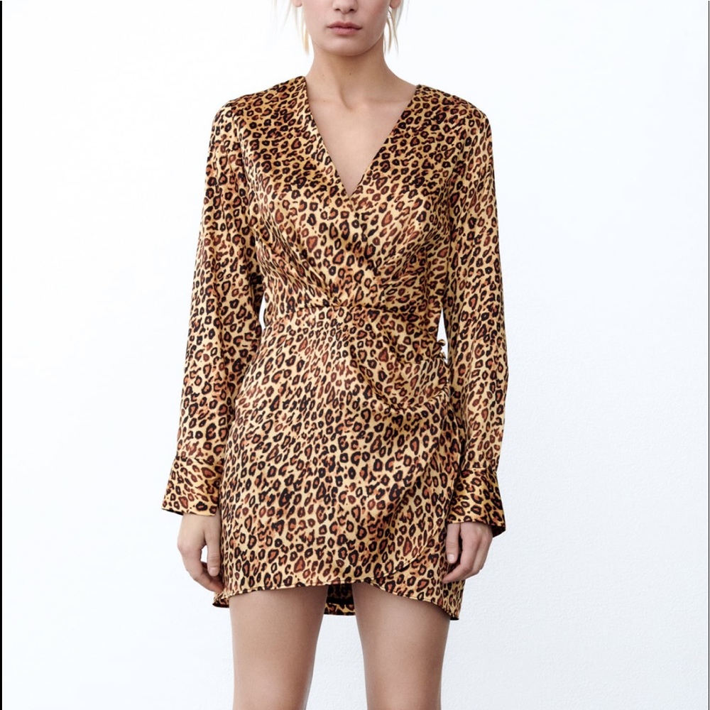 Zara satin effect print drees